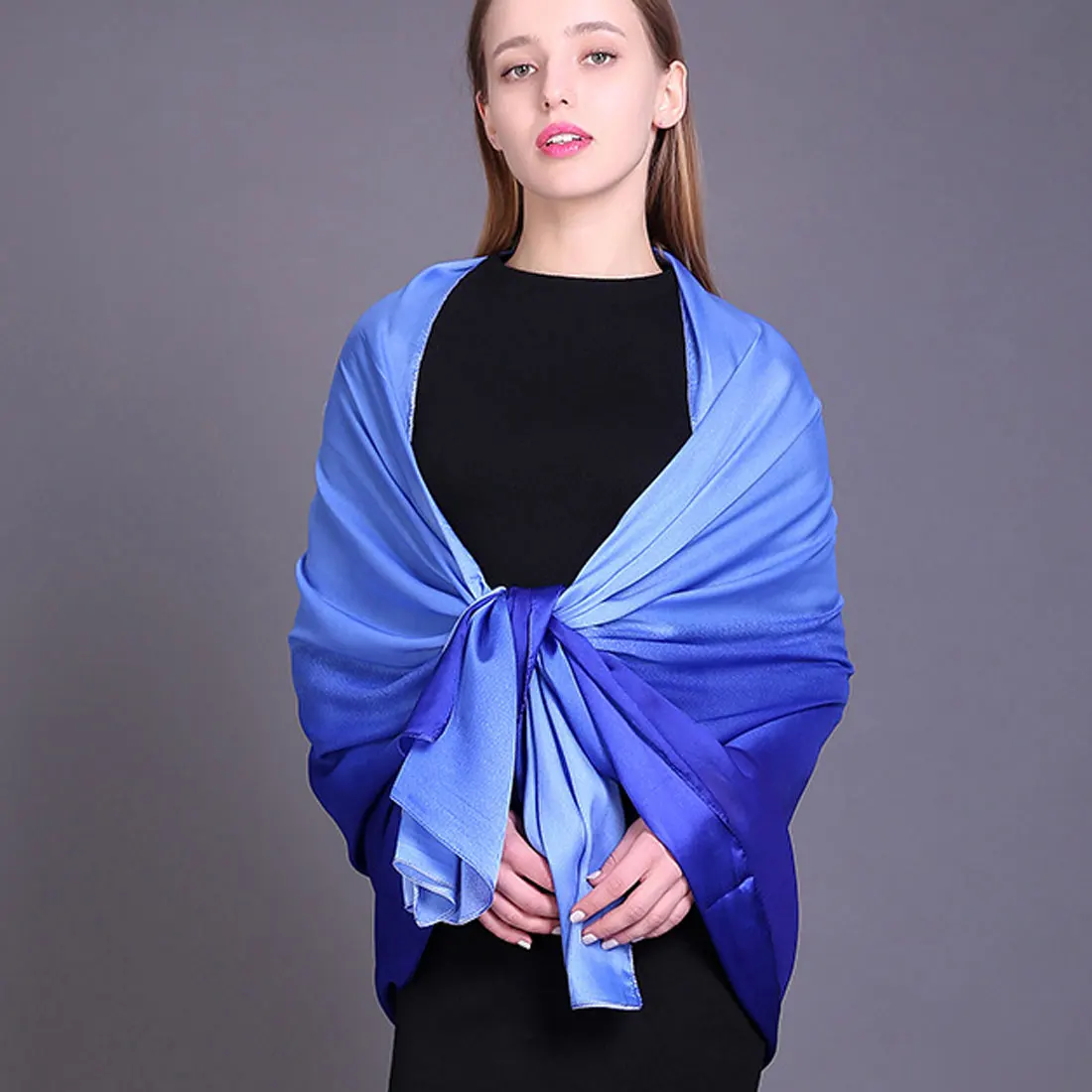 180*90 см натуральный чистый Шелковый шарф женский градиент весна лето Mujeres Bufanda шаль элегантные длинные шарфы большой размер