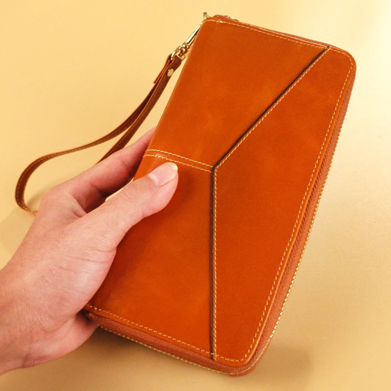 Женский кошелек из натуральной кожи на молнии с отделением для телефона|leather wallet