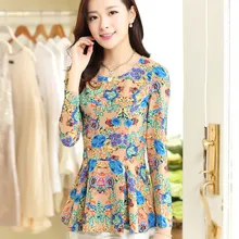 Long Sleeve Chiffon Tops Women Summer Printing blouse,elegant Shirts Sweet Style Chiffon blouses,women Shirts TT1155
