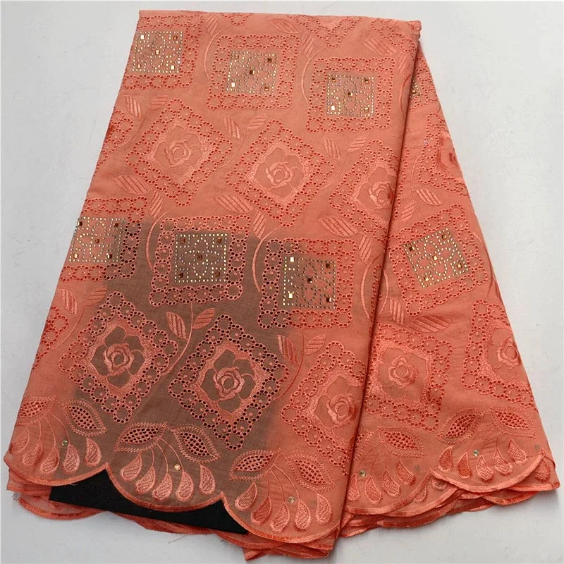

2018 Hot sale Peach color nigerian lace fabrics high quality african swiss voile lace in switzerland for wedding dress