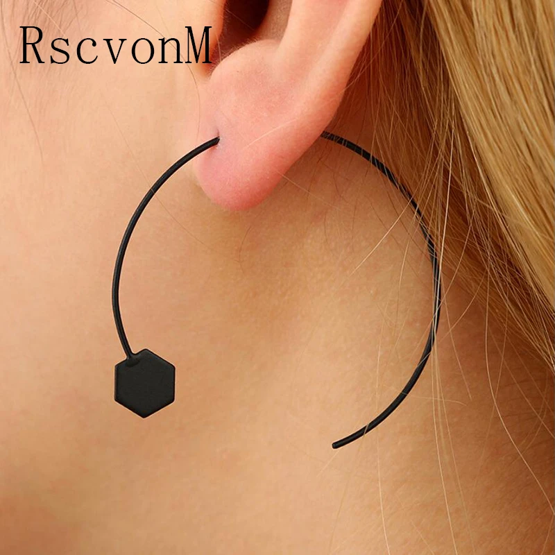 

RscvonM big circle hoop earrings for women tide nightclub DJ black female gril Exaggerated punk Popular hoop earrings