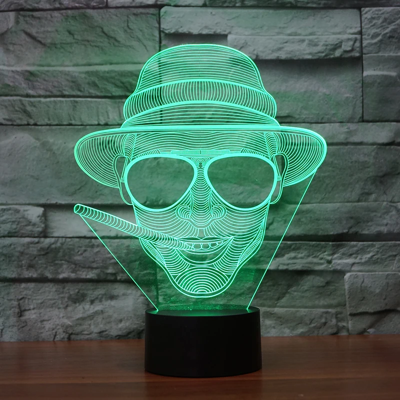 

Creative 7 Color Change Led Night Light 3D Cool Smoking Man Modelling Bedside Head Desk Lamp Usb Baby Sleep Lighting Gifts Decor