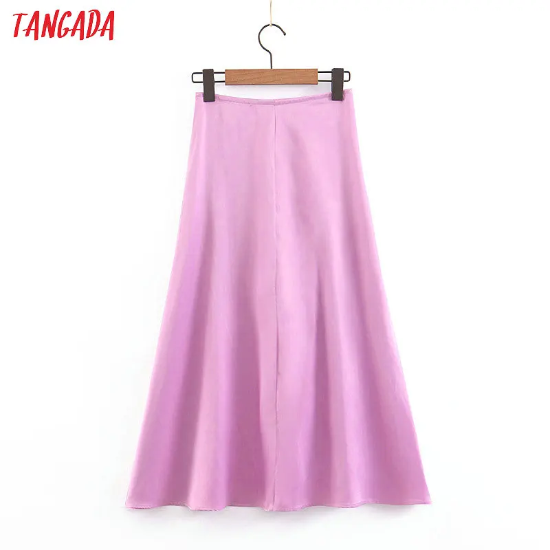 Tangada, женская фиолетовая юбка с боковой молнией, высокая талия, элегантная женская корейская мода, трапециевидные юбки, faldas mujer SL283