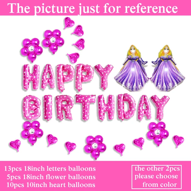 30pcs lot princess birthday balloons letter set cartoon rapunzel air princess letter font