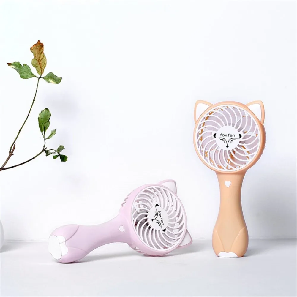 

Air Cooler Kawaii Cartoon Fox Shape Handheld Mini Fan Home Office Electric Personal Air Conditioning Fan Cooler Fan Summer Gift