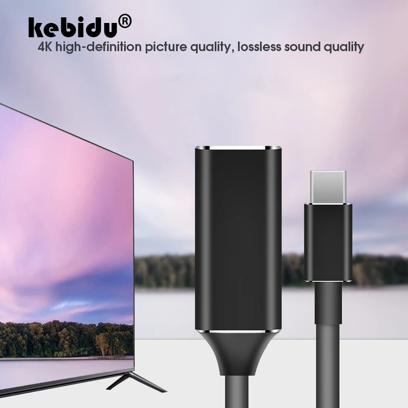 Kebidu 4K 30 Гц Тип C 3 1 штекер к HDMI-совместимый гнездовой Кабель-адаптер конвертер для
