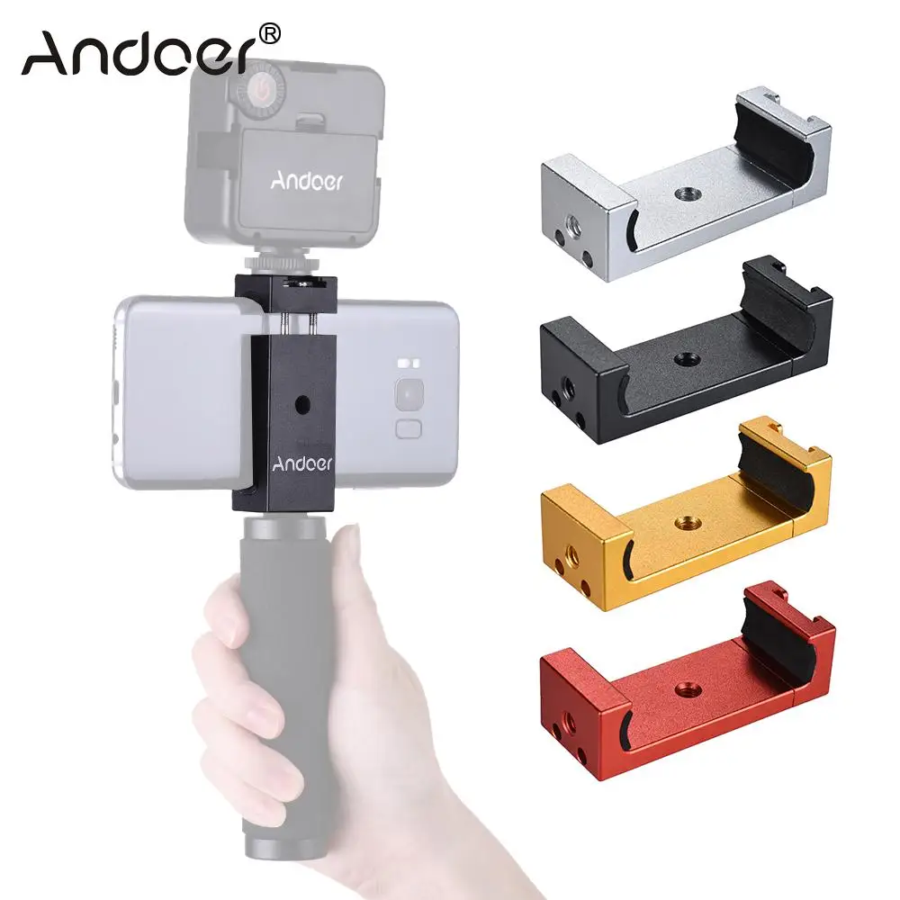 

Andoer Phone Tripod Mount Adapter Bracket Holder Clip with Cold Shoe for iPhone X 8 7 6s 6 5 plus for Samsung Sony Smartphone