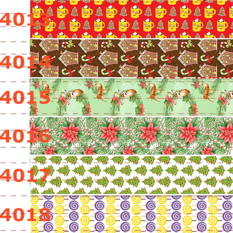 

10yards - Different sizes- Christmas pattern printed Grosgrain ribbon -Cute pattern ribbon - Christmas tree,deer printed