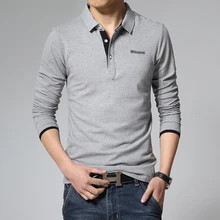 Демисезонный Для мужчин шею длинным рукавом поло Solid Цвет Рубашка с буквенным принтом Для мужчин s Топы
