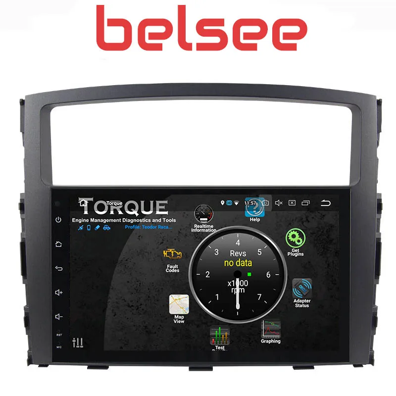 Perfect Belsee Octa Core PX5 4G+32GB 2 Din Android 9.0 Car Radio Multimedia Player GPS Navi HD for Mitsubishi Pajero V97 V93 2006 -2015 2