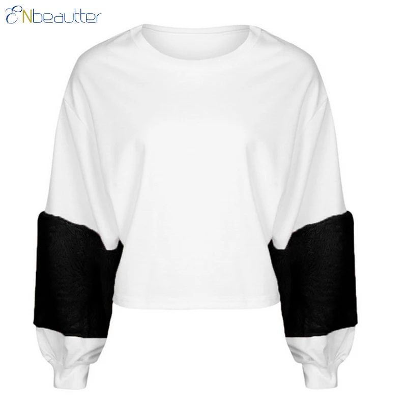 ENbeautter Hoodies Women Autumn Winter Faux Fur Pa...