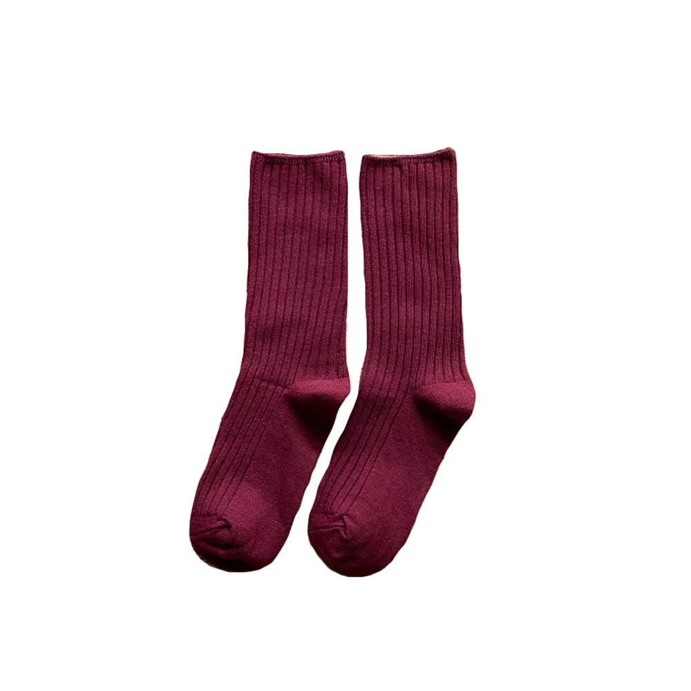 Женские эластичные носки высокого качества повседневные удобные носки-трубы средней высоты зимние SCKHC0002 - Цвет: Wine Red