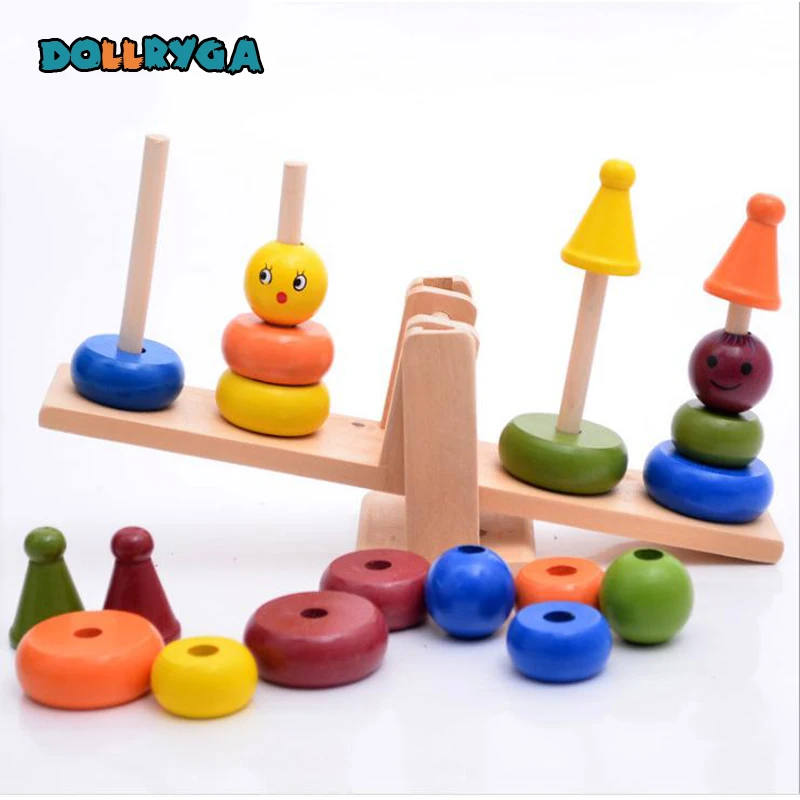 DIY Wooden Blocks Early Childhood Educational Control Balancer Blocks Wooden Rainbow Improve IQ Kid Gift Free Shipping DOLLRYGA