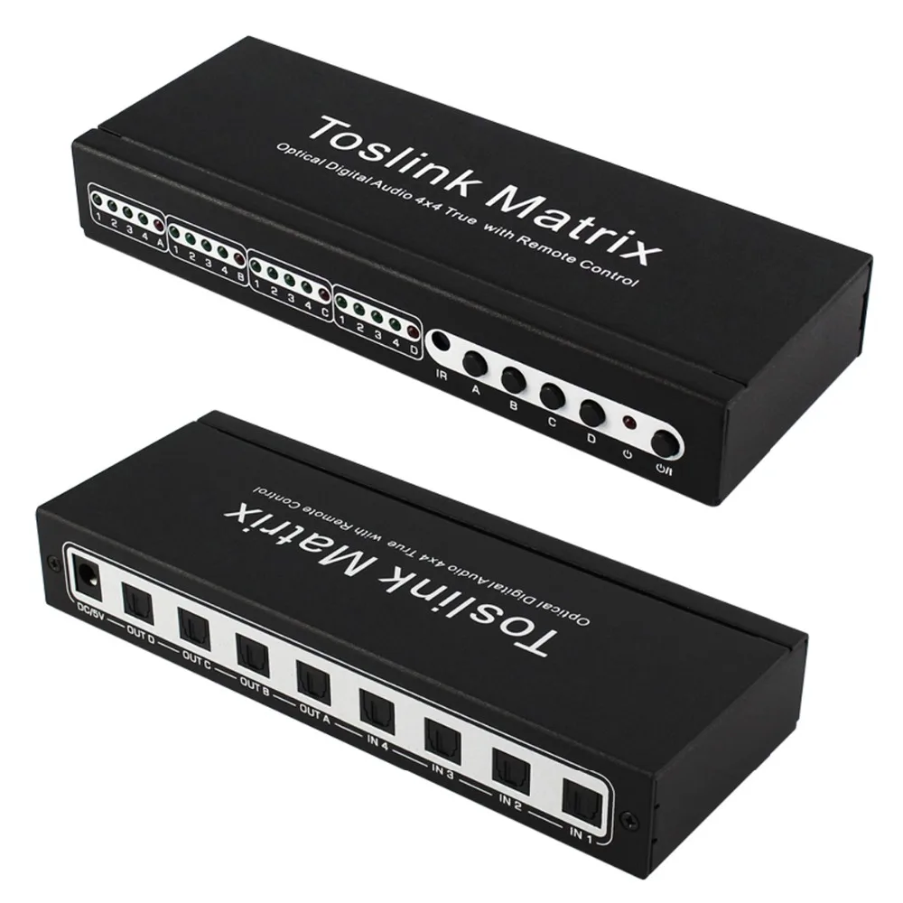 SPDIF/TOSLINK Optical Digital Audio 4x4 True Matrix W/Remote Control 4 in 4 out Switch Converter Splitter Box Device for STB DVD SPDIF/TOSLINK Optical Digital Audio 4x4 True Matrix W/Remote Control 4 in 4 out Switch Converter Splitter Box Device for STB DVD