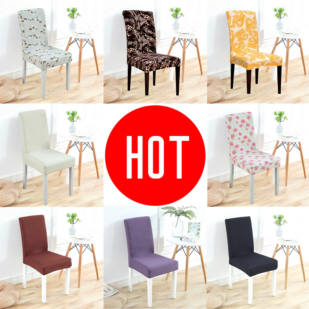 

Urijk Chair Cover Spandex Elastic Printing Dining Solid Color Stretch Elastic Slipcovers Chair Covers For Kitchen Wedding Hotel