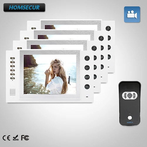 

HOMSECUR 8" Hands-free Video Door Entry Phone Call System+LCD Color Screen 1C4M : TC021-B Camera(Black)+TM801R-W Monitor(White)