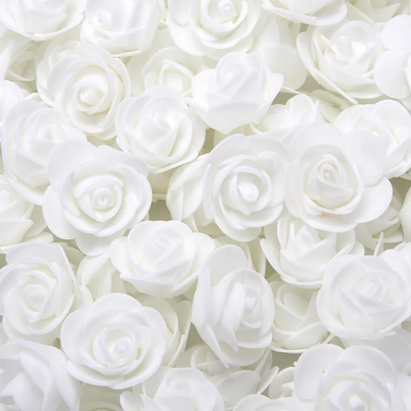 100 шт миниатюрная роза из пеноматериала искусственные цветы для дома украшение автомобиля Свадебный помпон DIY декоративный венок свадебный цветок фальсифицированный - Цвет: White