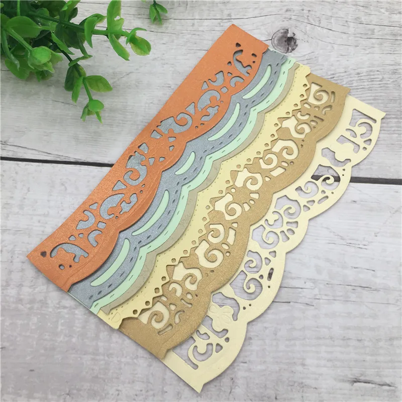 

DIY Cards lot Vintage Lace Embrossing Curved Wavy Border Metal Cutting Dies Scrapbooking Embossing Paper Card Making 15.2*10.4cm