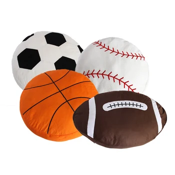 

Sports Pillow Toy Novelty Stuffed Gift Basketball Baseball Rugby Football Soccer Ball Home Bar Cafe Decorative Plush Cushion
