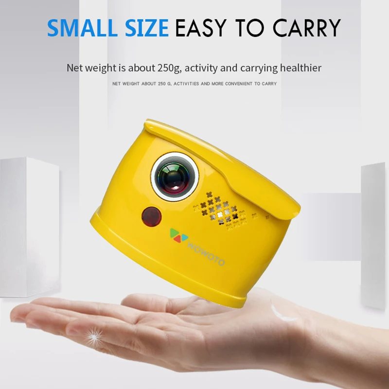 ^Cheap WOWOTO Mini Yellow Projector Manual Focus 854*480 Resolution Wi-Fi Bluetooth LED Portable HD Projector For Home Entertainment Q1