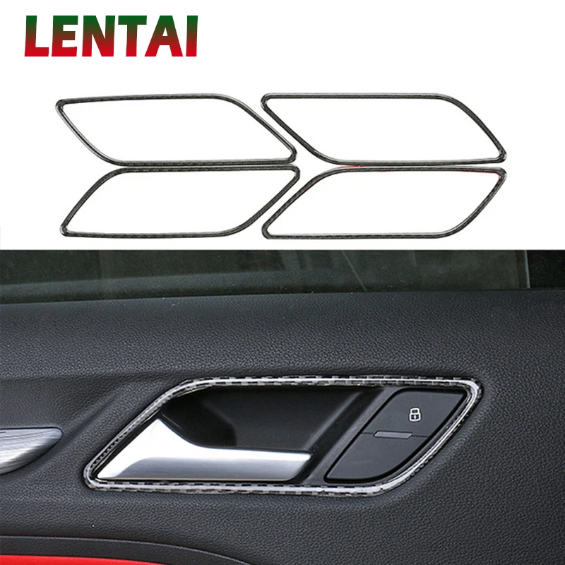 

LENTAI 4pcs Auto Car Styling Carbon Fiber Interior Door Handle Frame Sticker For Audi A3 8V 2013 2014 2015 2016 2017 Accessories