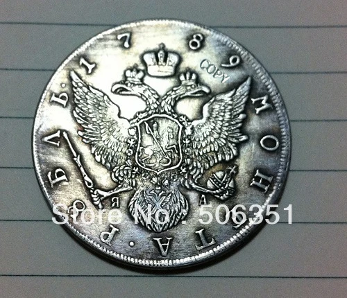 

wholesale 1789 russia 1 Rouble coins copy 100% coper manufacturing silver-plated