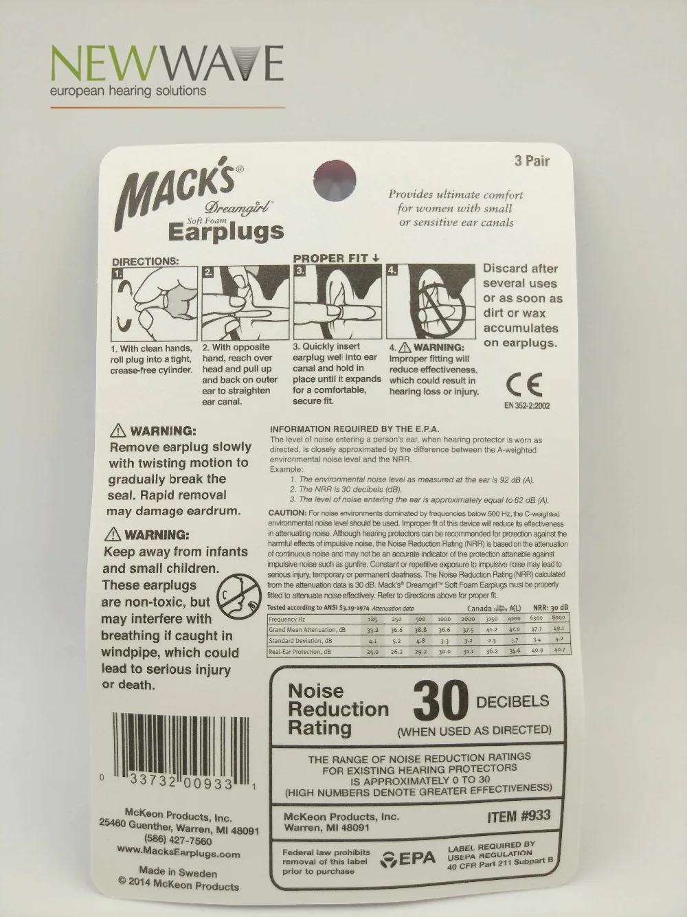 Mack's 3 pairs foam earplugs noise reduction pink Mack's 3 pairs foam earplugs noise reduction pink