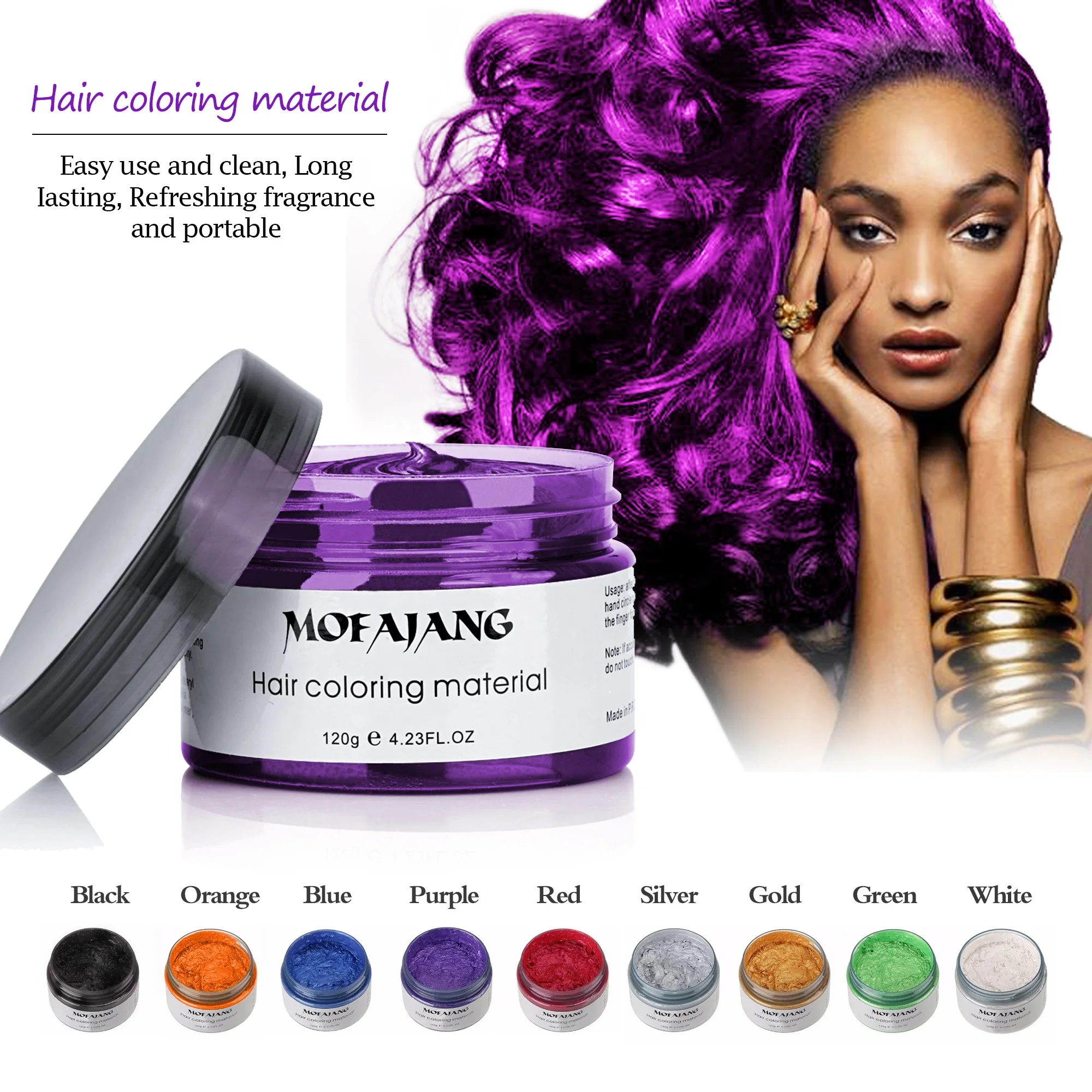 Mofajang одноразовая краска для волос цветной воск 9 цветов формовочная паста краситель Щепка Зеленая краска для волос