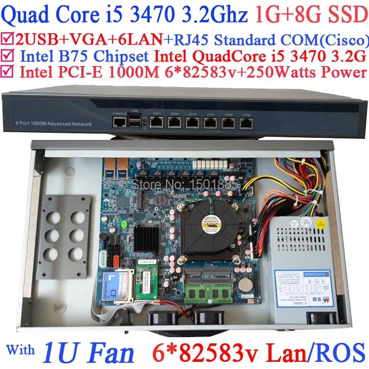 6 1000M 82583V Intel Core i5 3470 3 2Ghz Firewall Router with 1G RAM 8G SSD