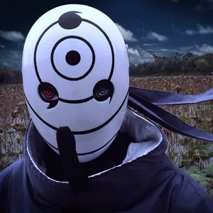 White Resin Anime Tobi Mask Naruto Cosplay Costume Akatsuki Uchiha Madara Masks Obito Replica for Halloween Masquerade