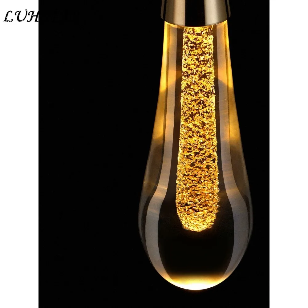  Water-drop Glass Pendant Lights Bedroom Bedside Lamp Post-modern Designer Crystal Pendant Lamp Dini - 32975268191