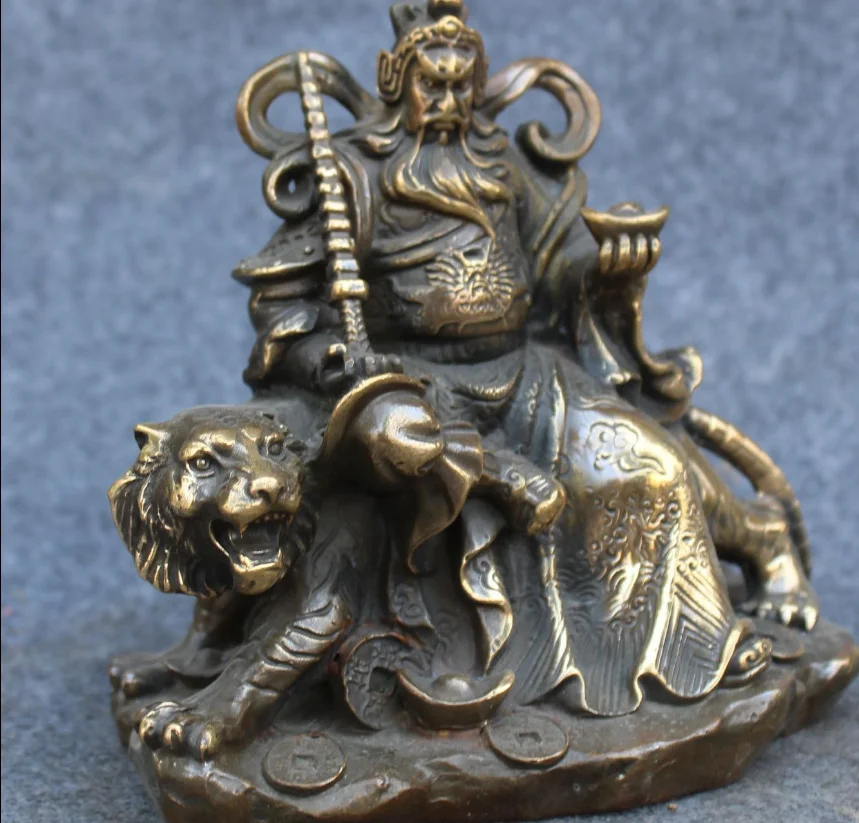 Zhmui88002731 &lt+ китайская Бронзовая статуя тигра Mammon Jambhala Wealth God Money Dragon Yuanbao | Дом и сад