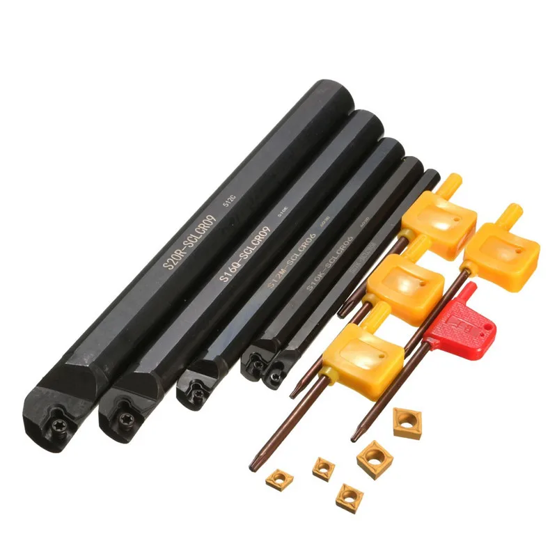 

5Pcs/Lot Of 7 10 12 16 20mm SCLCR Lathe Turning Holder Boring Bar Insert For CCMT For Semi-finishing S7/S10/S12/S16S20-SCLCR09