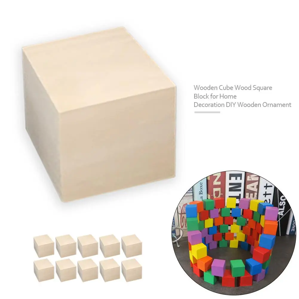 Wooden Cube Wood Square Block For Home Decoration DIY Wooden Ornament