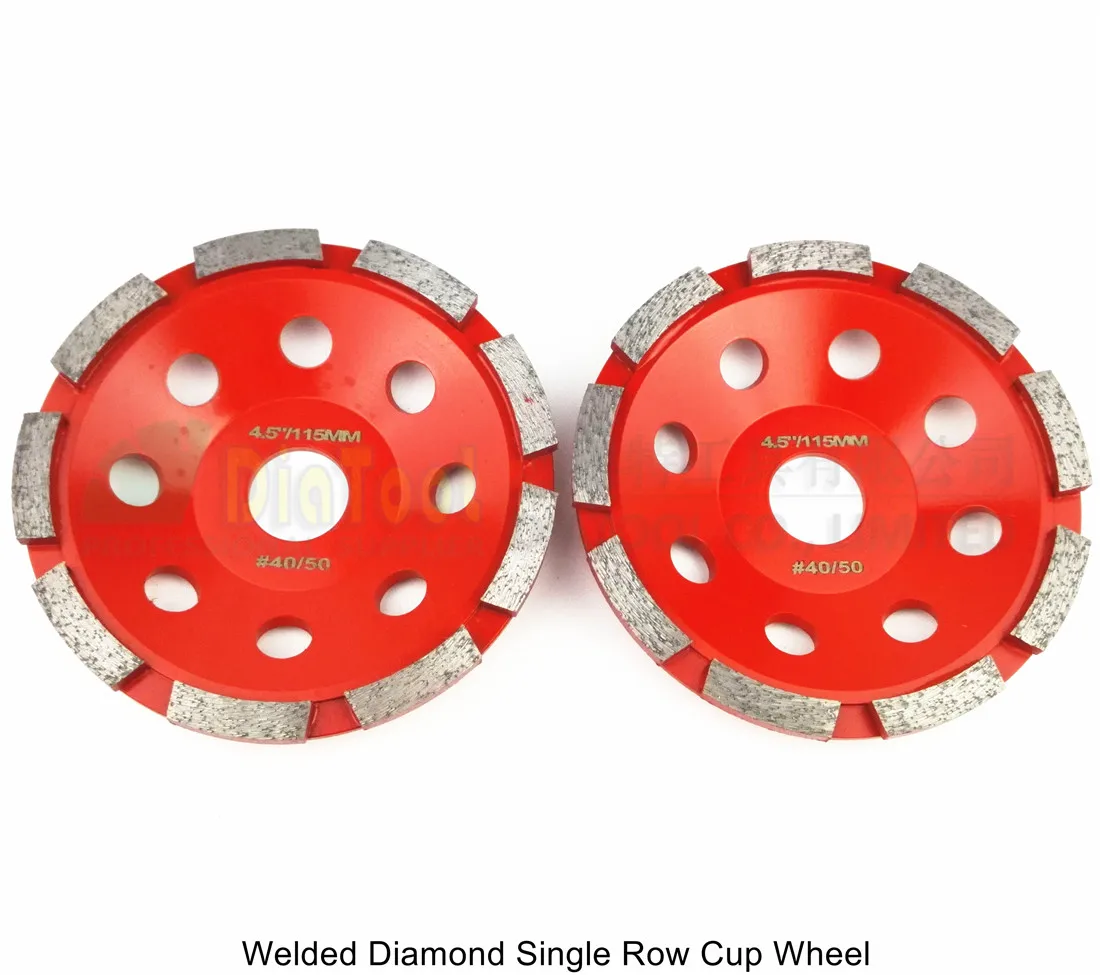 DIATOOL 2pcs 4.5 Diamond Single Row Grinding Cup Wheel For Concrete Granite, Hard Material, Diamond Grinding 22.23mm Bore Disc rijilei 4 inch 100mm diamond double row grinding wheel disc bowl shape grinding cup concrete granite stone ceramics tools mx34