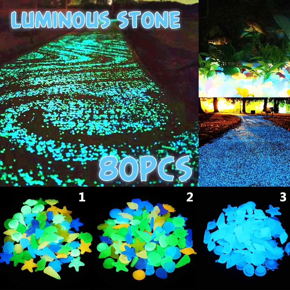 80 шт светящийся песок камни для сада и парка дорога свечение в темные узоры для вечерние аквариумы для рыб танк украшение из камня украшения