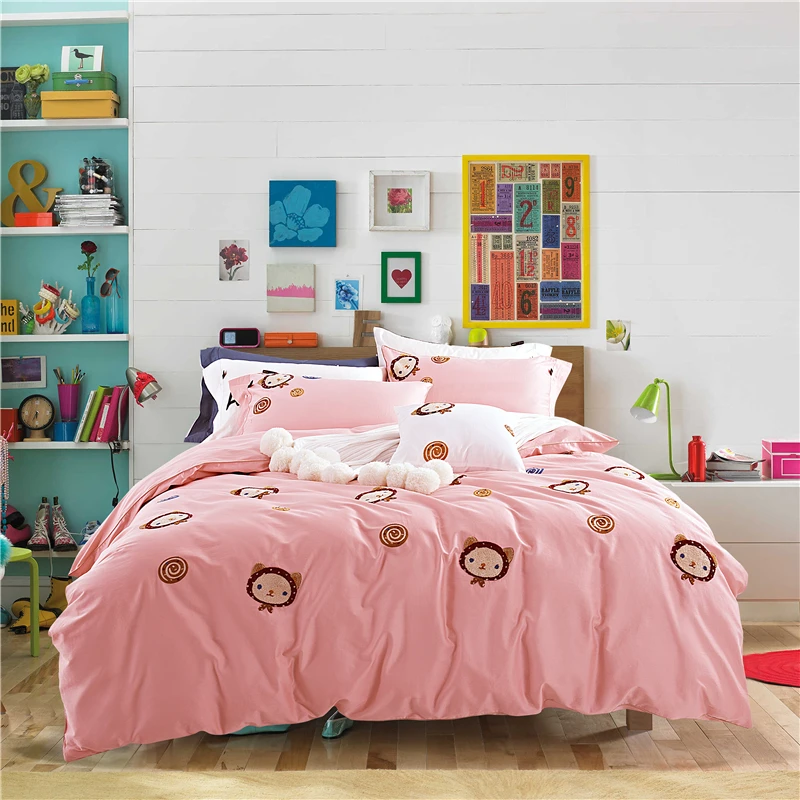 Pink Cartoon Bed Cover Girls Comforter Bedding Set Kids Doona/Quilt