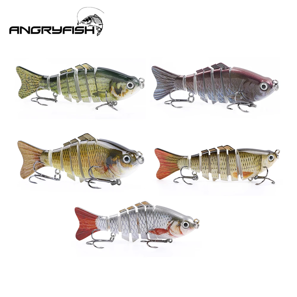 

Angryfish NEW 1pcs/lot 3D Eyes 10cm 15g Fishing Lure 7-Segment Lifelike Fishing Hard Lure Crankbait With 2 Hook Fishing Baits