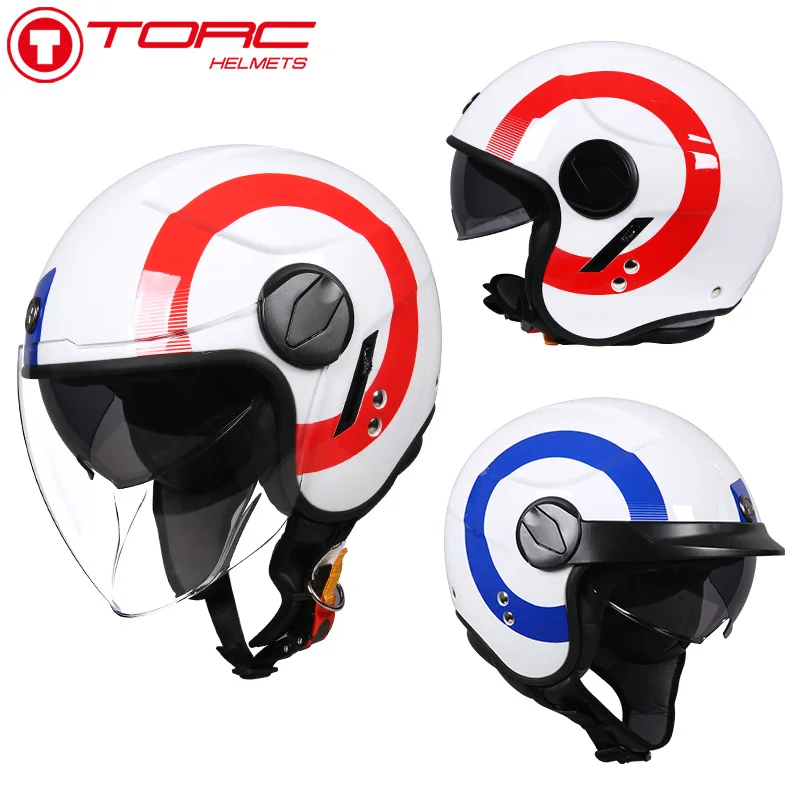 TORC T595 открытый шлем с двойным щитком moto rcycle 3/4 шлем Ретро Скутер модульный шлем DOT утвержден capacete moto casco - Цвет: Model 8