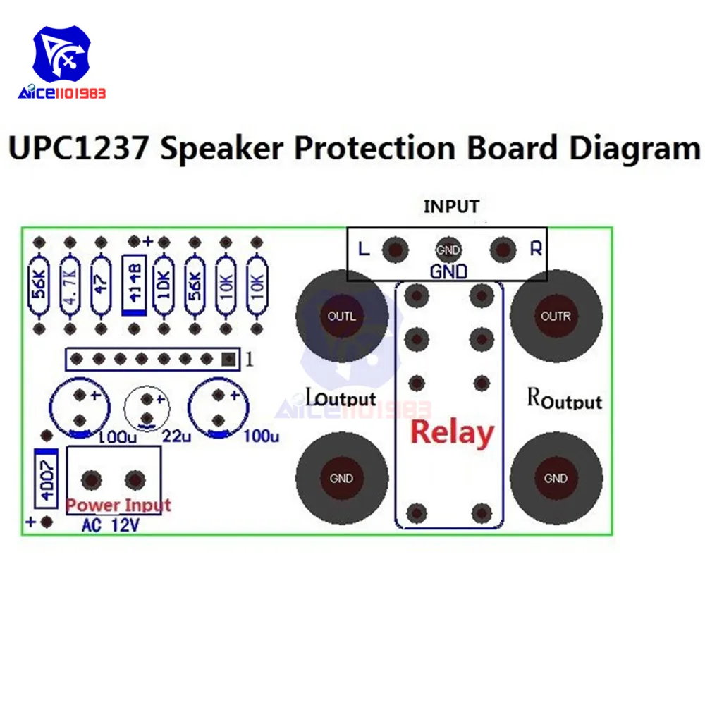 Припаянная/безsolderless двухканальный UPC1237 Защитная панель динамика комплект старт задержка DC Защитная плата