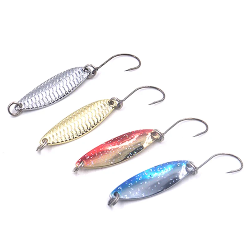 4pcs/Lot Metal Spoon Fishing Lure 2.5g 3.4cm Micro Spoons With Single