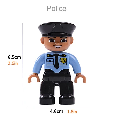 Строительные блоки большого размера персонаж семейный рабочий полицейский фигурки совместим с Duplo кирпичи образовательные игрушки для детей