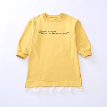 Teenage Girls Hoodie Dress Long Sleeve Girls Dress with Lace 2019 Spring New Kids Girls Casual Dresses Girls T-shirt Dress Fall 5