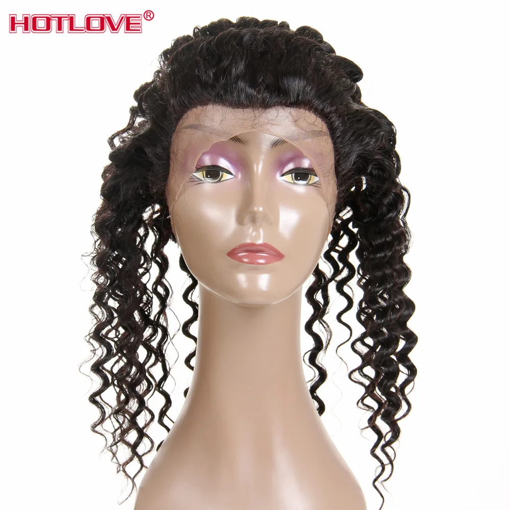 Peruvian Deep Wave 360 Lace Frontal Closure With Baby Hair Pre Plucked 130% Density Natural Hairline Remy Human Hair HOTLOVE