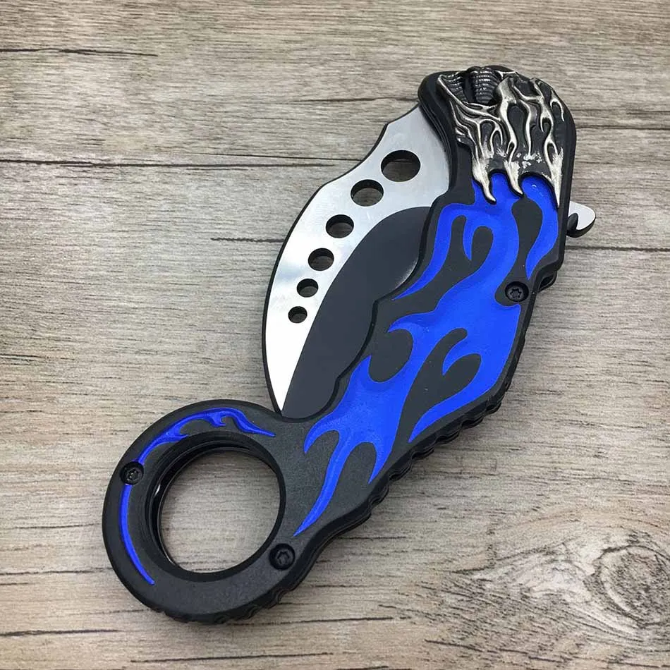 Blue color Походный нож Karambit, охотничьи ножи, походный инструмент, тактический нож для выживания, нож из нержавеющей стали, коготь скорпиона, 5 цветов - Цвет: Blue color