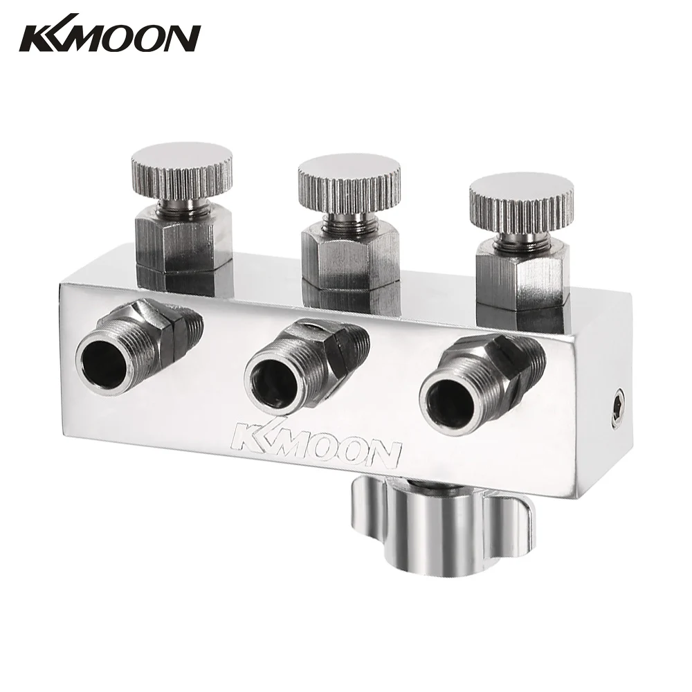 

KKmoom High-quality 3-Way Airbrush Air Hose Splitter With Regulated Metering Manifold with three 1/8' BSP outlets
