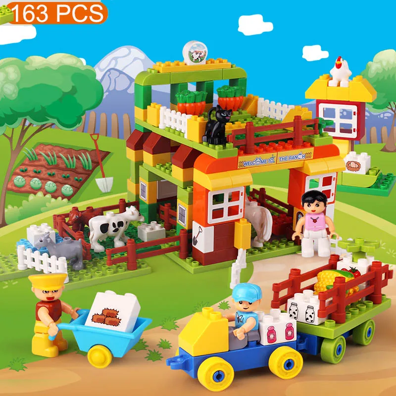 

163PCS Farm Series DIY Building Blocks Animal Forest Farm Assembly DIY Ranch Blocks For Education Toys for Christmas gifts