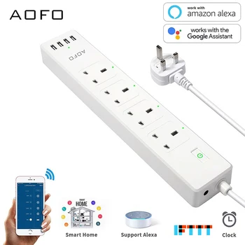 

Smart WiFi Power Strip APP Remote Voice Individual Control with Amazon Alexa Google Home , App Control Multi Plugs,AC110V-240V