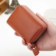 LANVERA Simple Style Unisex Credit Card Holders Wallet Geniune Leather Credit Card Case Women Bank Card Wallet Lady Small Wallet