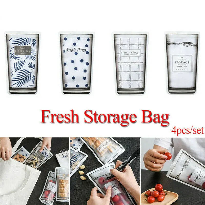 

2019 Brand New Style 4PCS Reusable Embossed Vacuum Sealer Bags for Kitchen Storage Food Saver